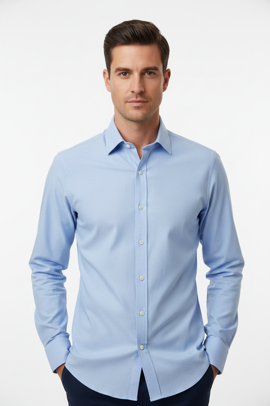 Classic Oxford Dress Shirt front view on model
