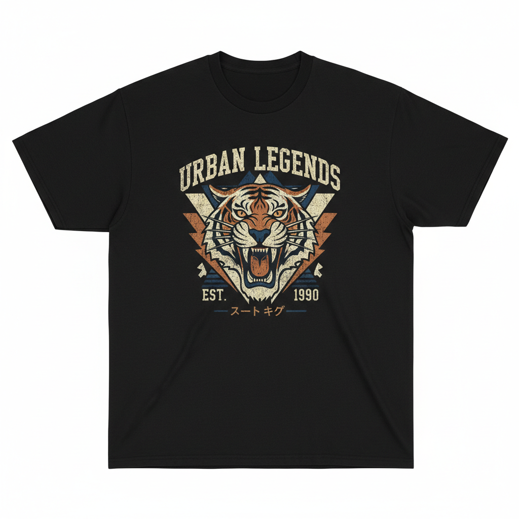 Black Graphic Print Tee flat lay