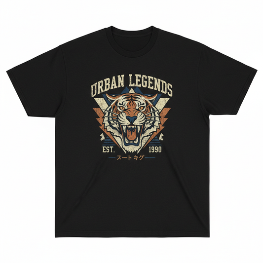 Black Graphic Print Tee flat lay