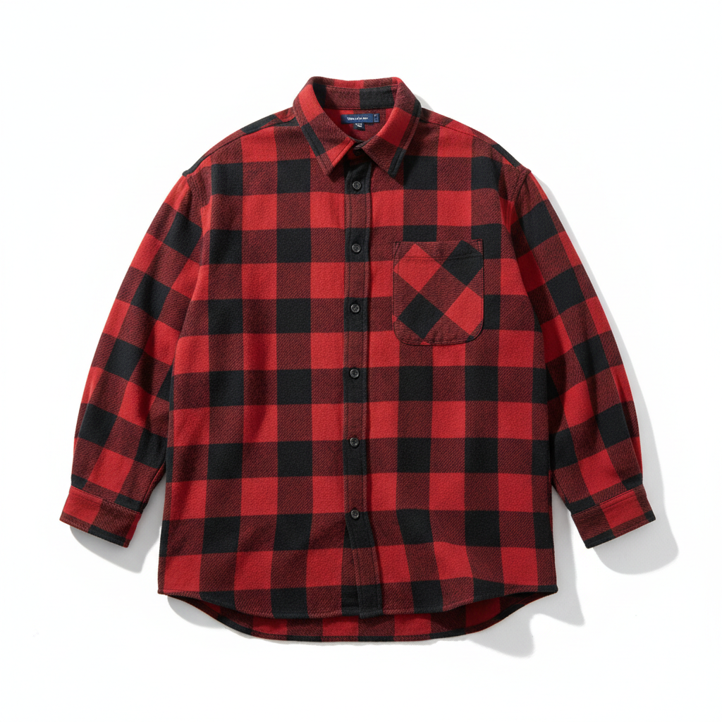 Plaid Flannel Casual Shirt flat lay