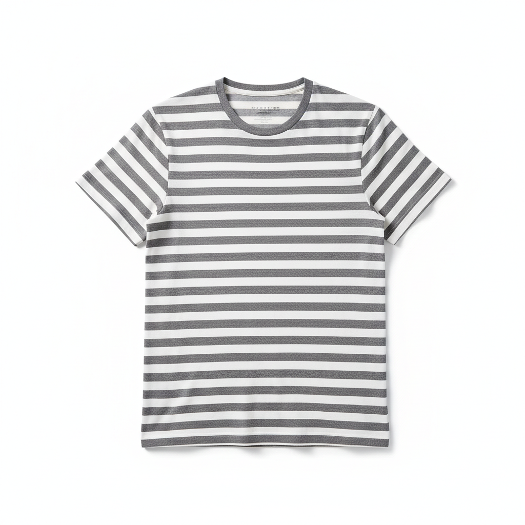 Grey Stripe Tee flat lay