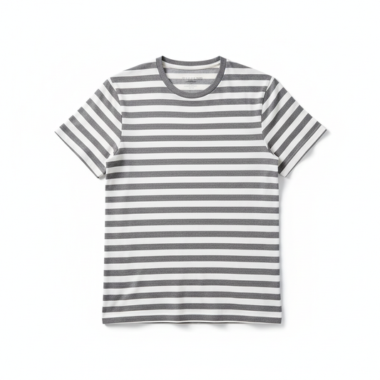Grey Stripe Tee flat lay