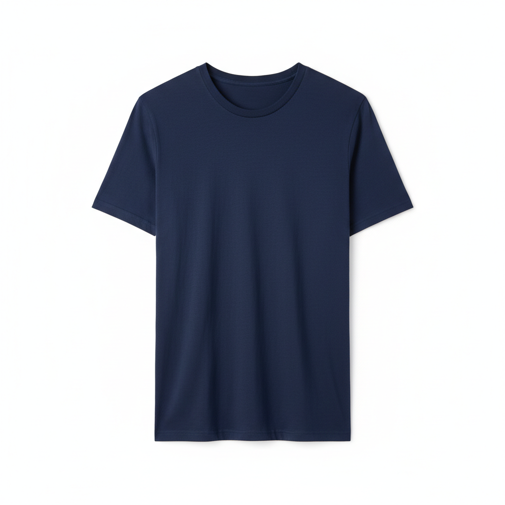 Classic Navy Crew Neck Tee flat lay
